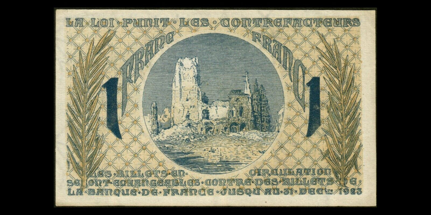 FRANCE - Chambre de Commerce, Arras 1 Franc (1918) JP.13.05 SPL / AU