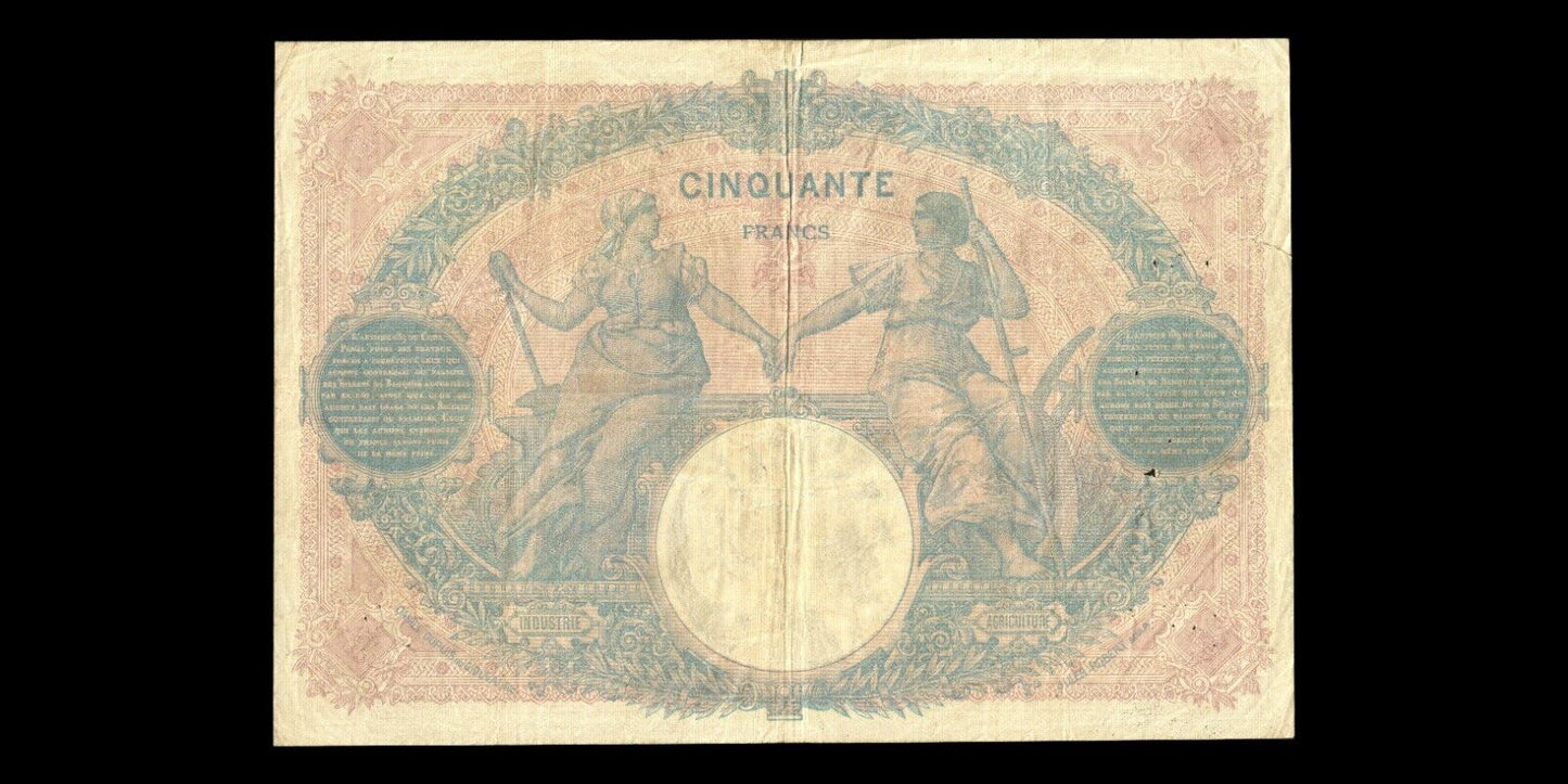 FRANCE - 50 Francs Bleu et Rose 1914 F.14.27, P.64e TB / Fine