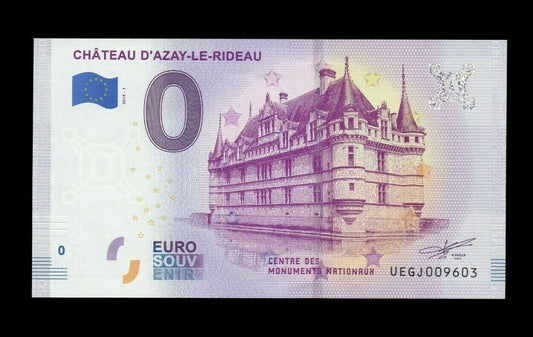 BILLET EURO SOUVENIR TOURISTIQUE 0€ 2019-1 CHATEAU D'AZAY-LE-RIDEAU NEUF