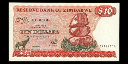 ZIMBABWE - 10 Dollars 1994 P.3e SPL / AU