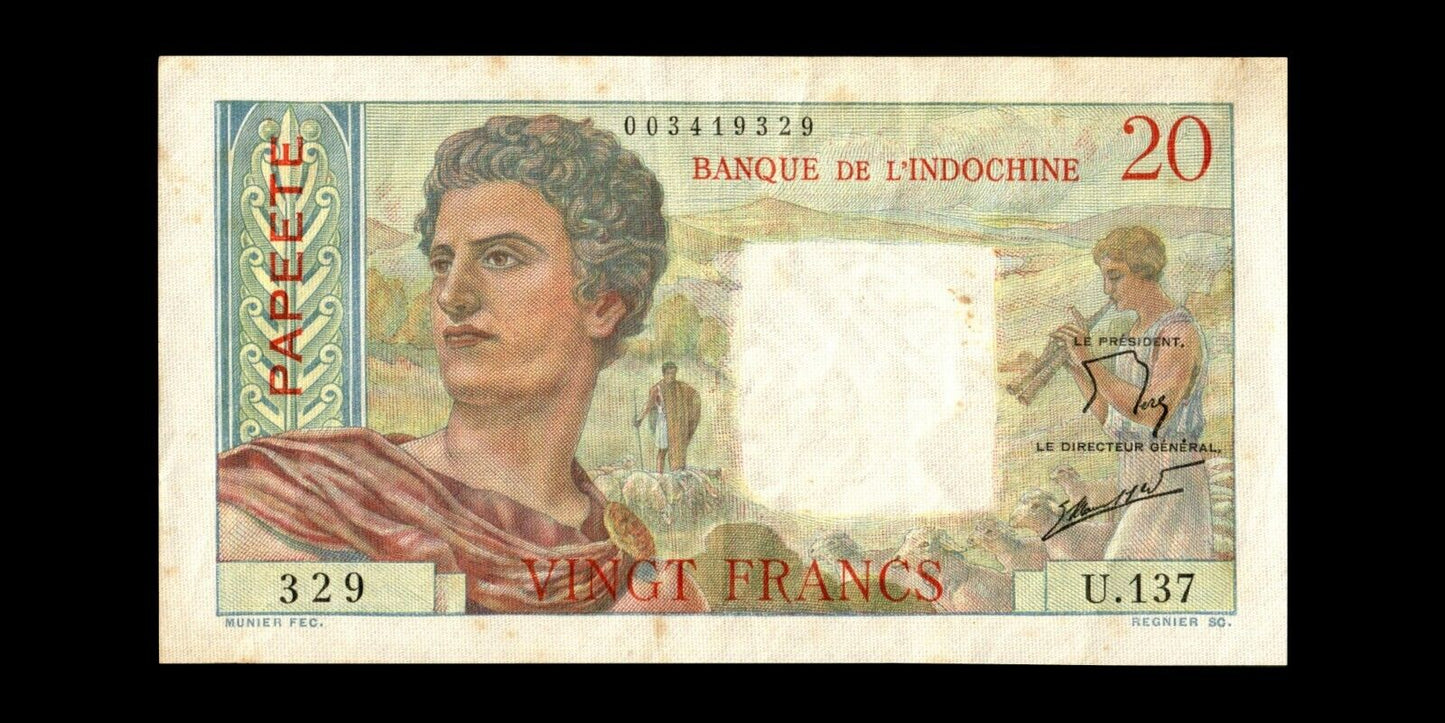 TAHITI - 20 Francs (1963) P.21c TTB / VF