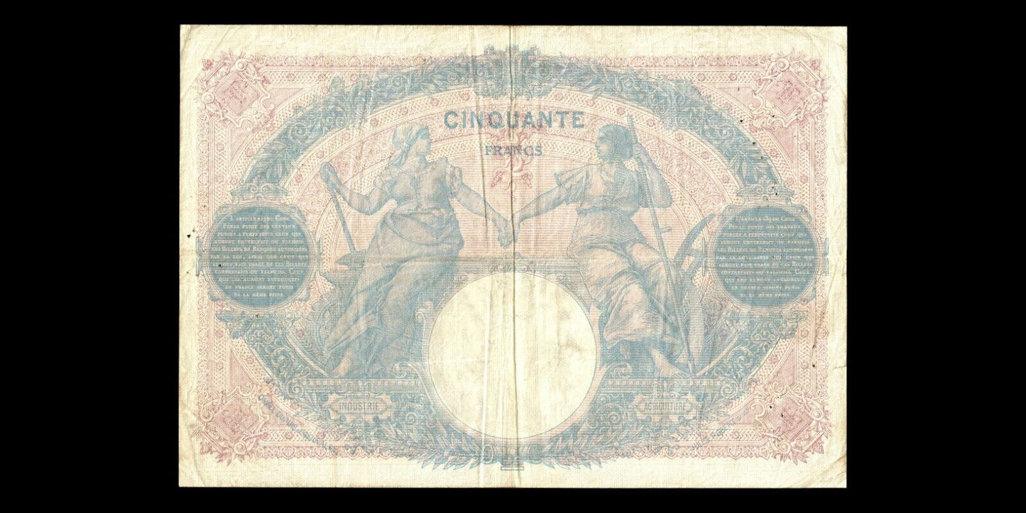 FRANCE - 50 Francs Bleu et Rose 1914 F.14.27, P.64e TB / Fine