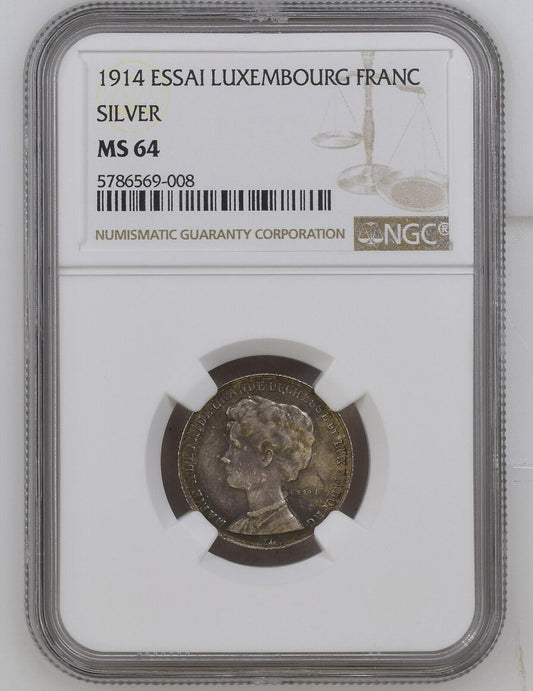 LUXEMBOURG - 1 Franc Essai 1914 NGC MS64