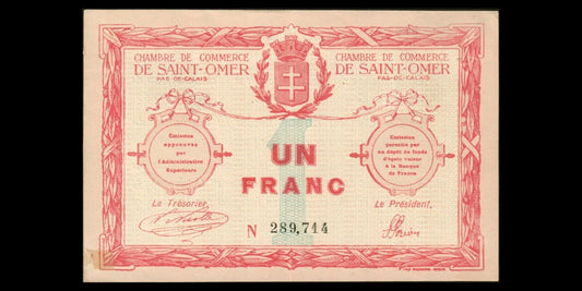 FRANCE - Chambre de Commerce, Saint-Omer 1 Franc 1914 JP.115.04 SUP / XF