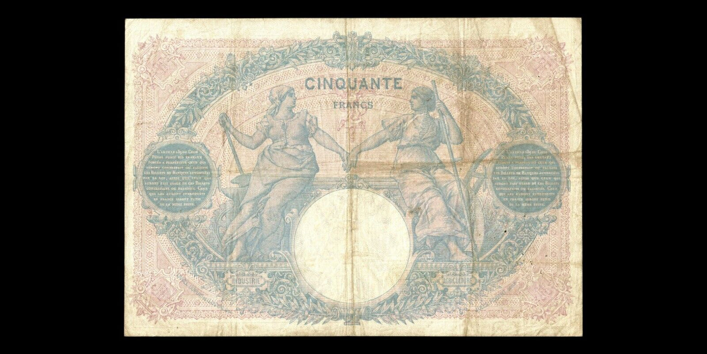 FRANCE - 50 Francs Bleu et Rose 1913 F.14.26, P.64e TB / Fine