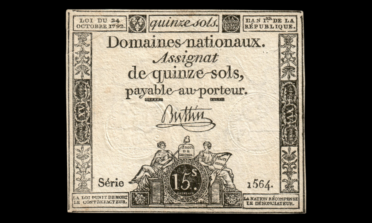 FRANCE - Assignat, 15 Sols 24 octobre 1792 Ass.35a, P.A65 TTB / VF