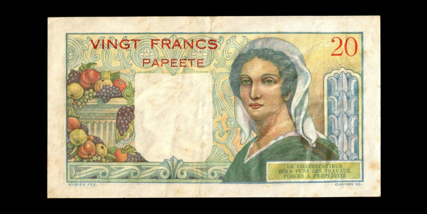 TAHITI - 20 Francs (1963) P.21c TTB / VF