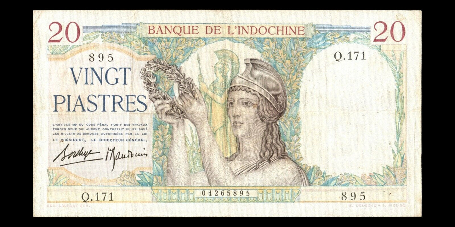 INDOCHINE - FRENCH INDOCHINA - 20 Piastres (1936) P.56b TB / Fine