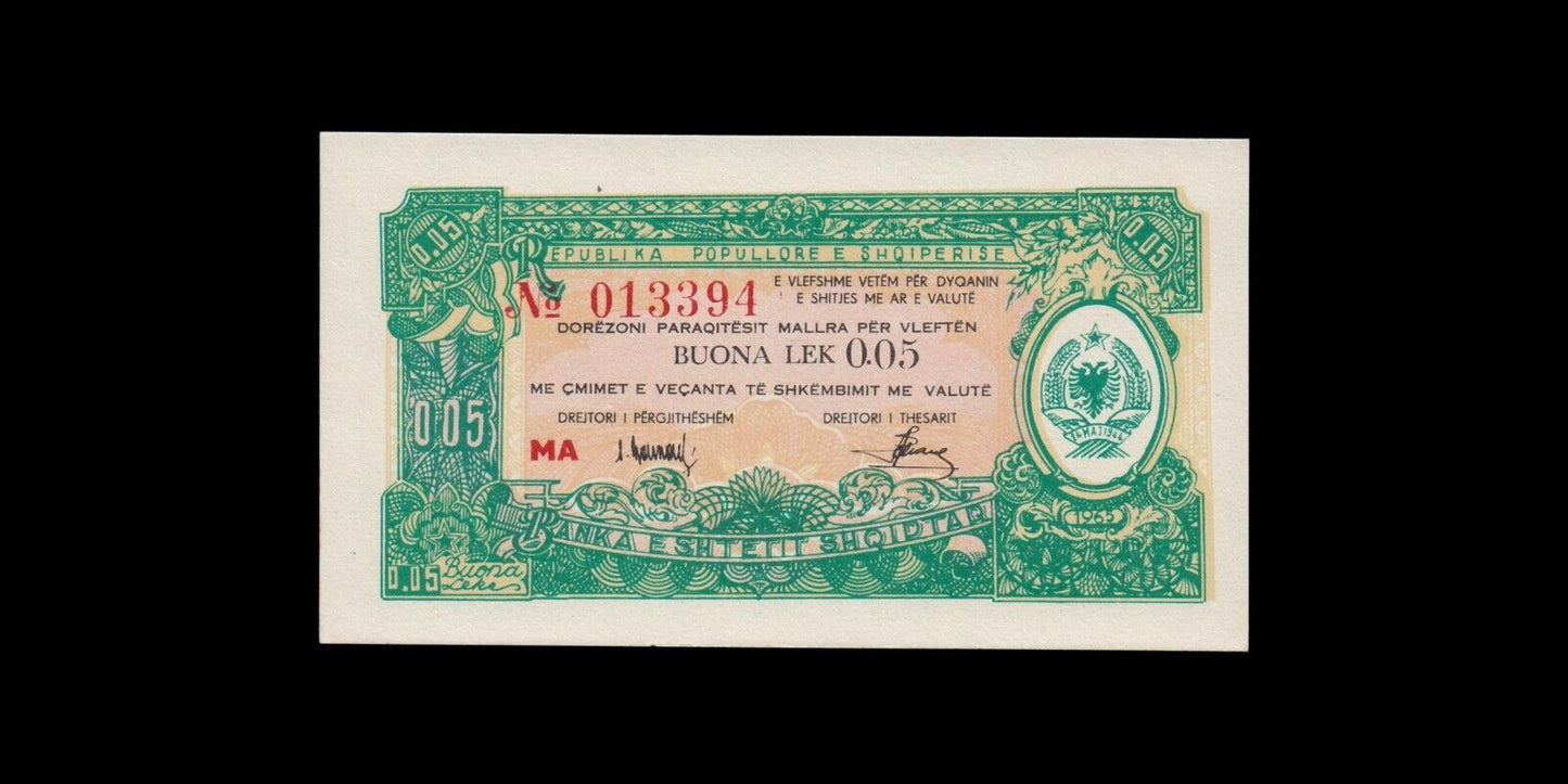 ALBANIE - ALBANIA - 0,05 Buona Lek 1965 P.FX21 NEUF / UNC