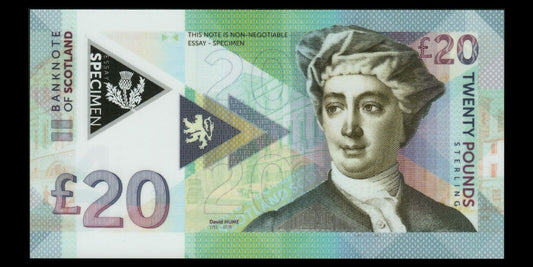 ÉCOSSE - SCOTLAND - 20 Pounds 2016 Specimen D. Hume Fantasy Banknote NEUF / UNC