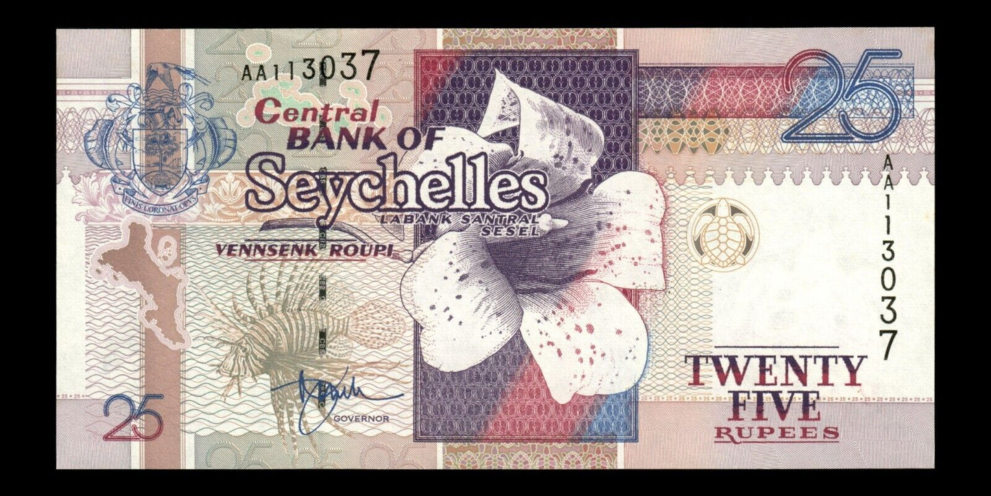 SEYCHELLES - 25 Rupees (1998) P.37a SPL+ / AU+