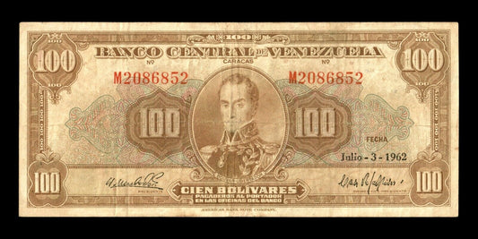 VENEZUELA - 100 Bolivares 1962 P.34d TB / Fine