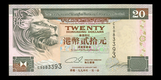 HONG KONG - 20 Dollars 1994 P.201a NEUF / UNC