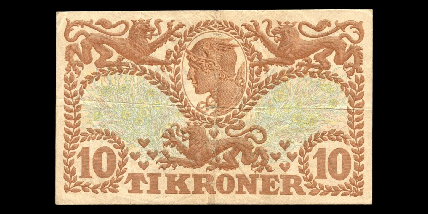 DANEMARK - DENMARK - 10 Kroner 1943 P.31n, Sieg 105  TB / Fine