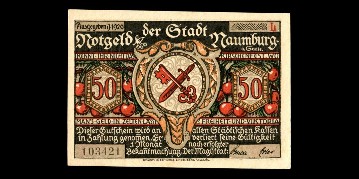 ALLEMAGNE - GERMANY - Notgeld, Naumburg, 50 Pfennige 1920 NEUF / UNC