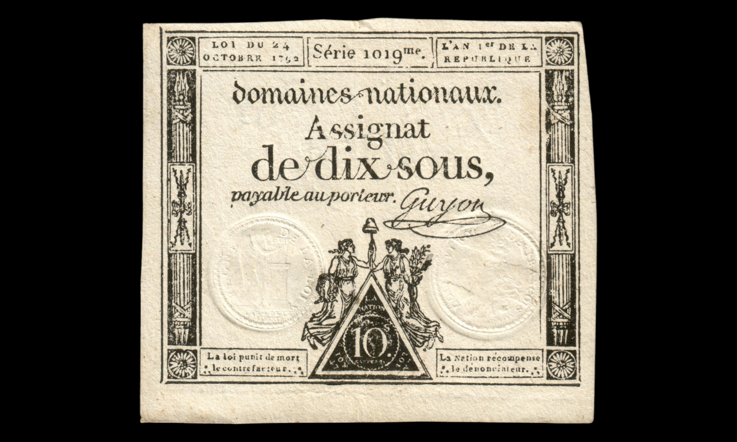 FRANCE - Assignat, 10 Sous 24 Octobre 1792 Ass.34a, P.A64a TTB / VF