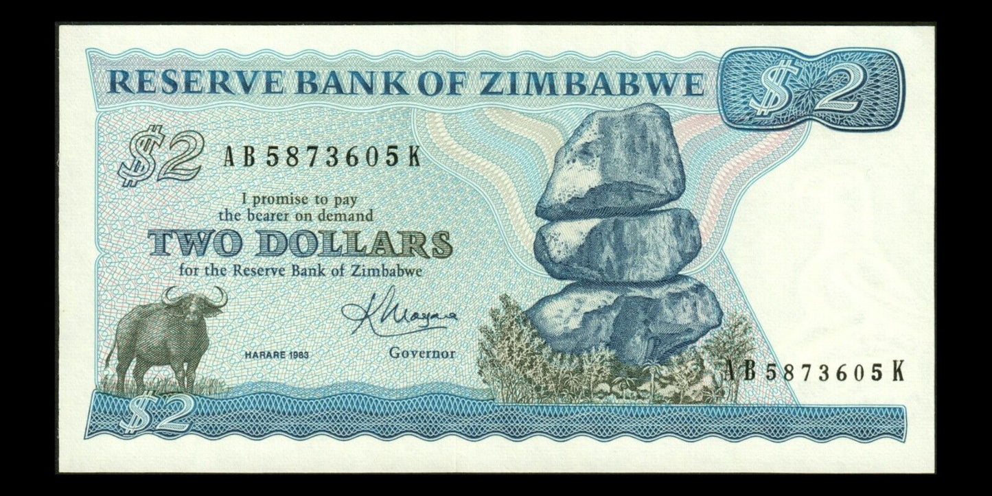 ZIMBABWE - 2 Dollars 1983 P.1b SPL / AU