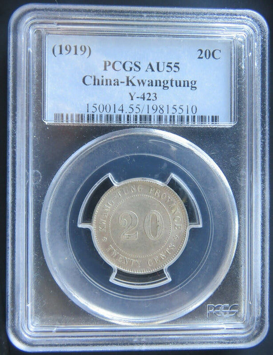 CHINE - CHINA - Kwangtung -20 Cents 1919 KM.423 AU55