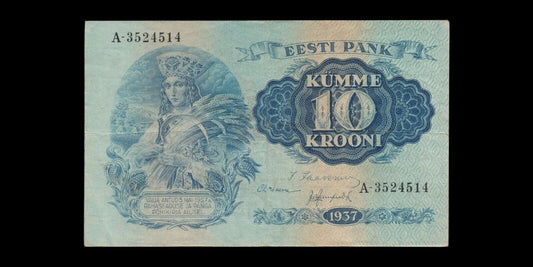 ESTONIE - ESTONIA - 10 Krooni 1937 P.67a TTB / VF