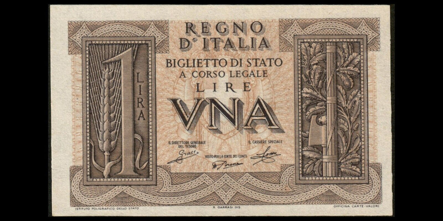 ITALIE - ITALY - 1 Lire 1939 P.26 SPL / AU