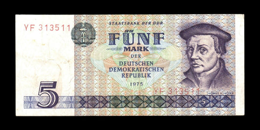 ALLEMAGNE - GERMAN DEMOCRATIC REPUBLIC - 5 Mark 1975 P.27a TTB / VF