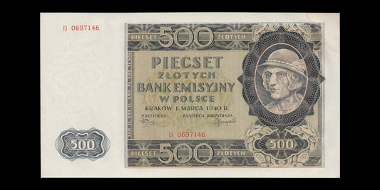 POLOGNE - POLAND - 500 Zlotych 1940 P.98 SPL+ / AU+