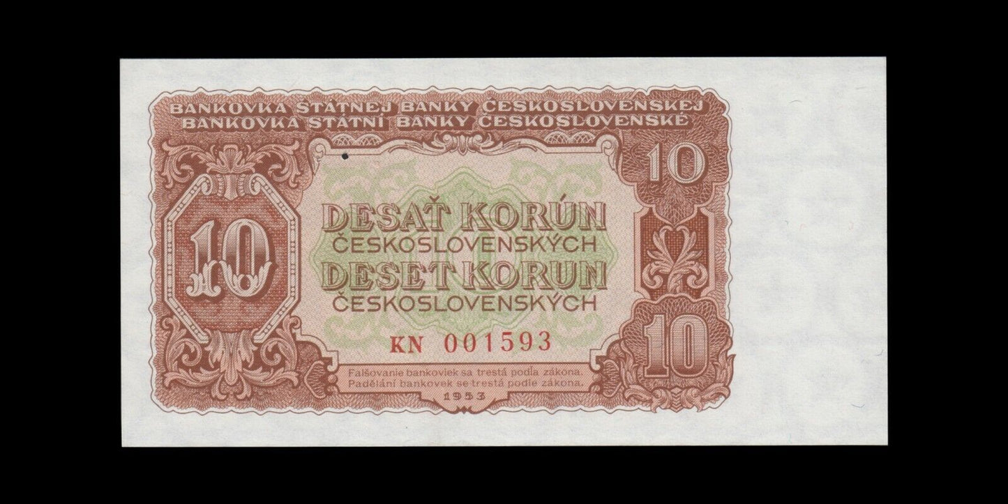 TCHÉCOSLOVAQUIE - CZECHOSLOVAKIA - 10 Korun Specimen 1953 P.83s NEUF / UNC