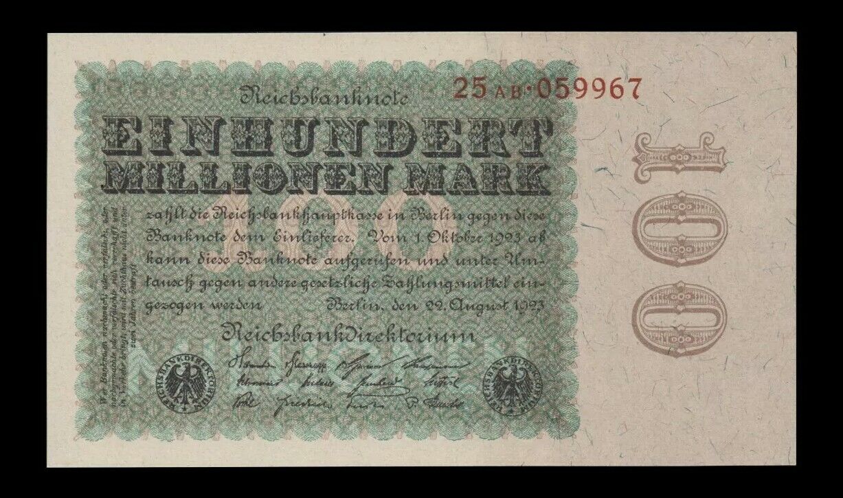 ALLEMAGNE - GERMANY - 100 Millionen Mark 1923 P.107a NEUF / UNC