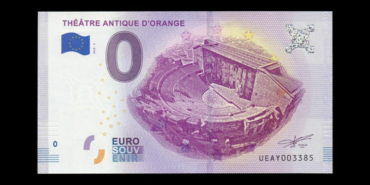 BILLET EURO SOUVENIR TOURISTIQUE 0€ 2018-2 THEATRE ANTIQUE D'ORANGE NEUF