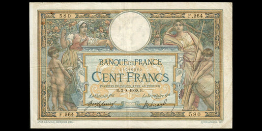 FRANCE - 100 Francs Merson 1909 F.23.01, P.71a TB / Fine