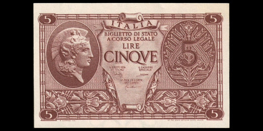 ITALIE - ITALY - 5 Lire 1944 P.31c NEUF / UNC