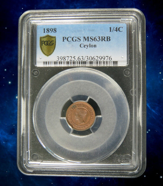 CEYLAN - 1/4 Cent 1898 PCGS MS63