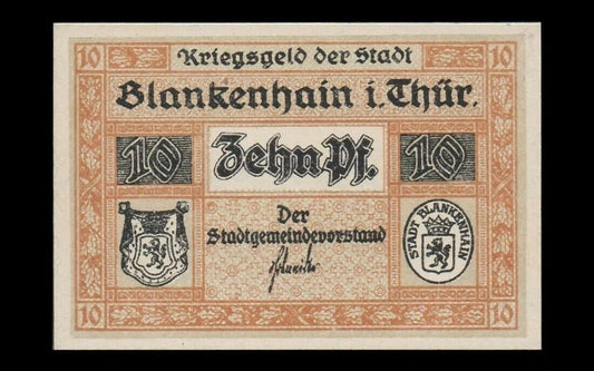 ALLEMAGNE - GERMANY - Notgeld, Blankenhain in Thüringen, 10 Pfennig NEUF / UNC