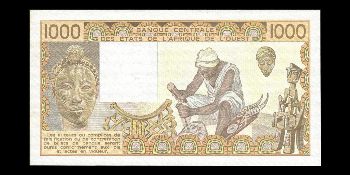 WEST AFRICAN STATES - IVORY COAST - 1000 Francs 1988 P.107Aa SPL / AU