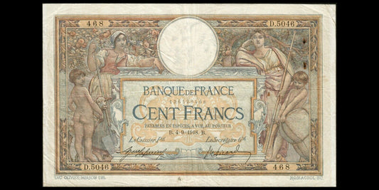 FRANCE - 100 Francs Merson 1918 F.23.10, P.71a TB / Fine