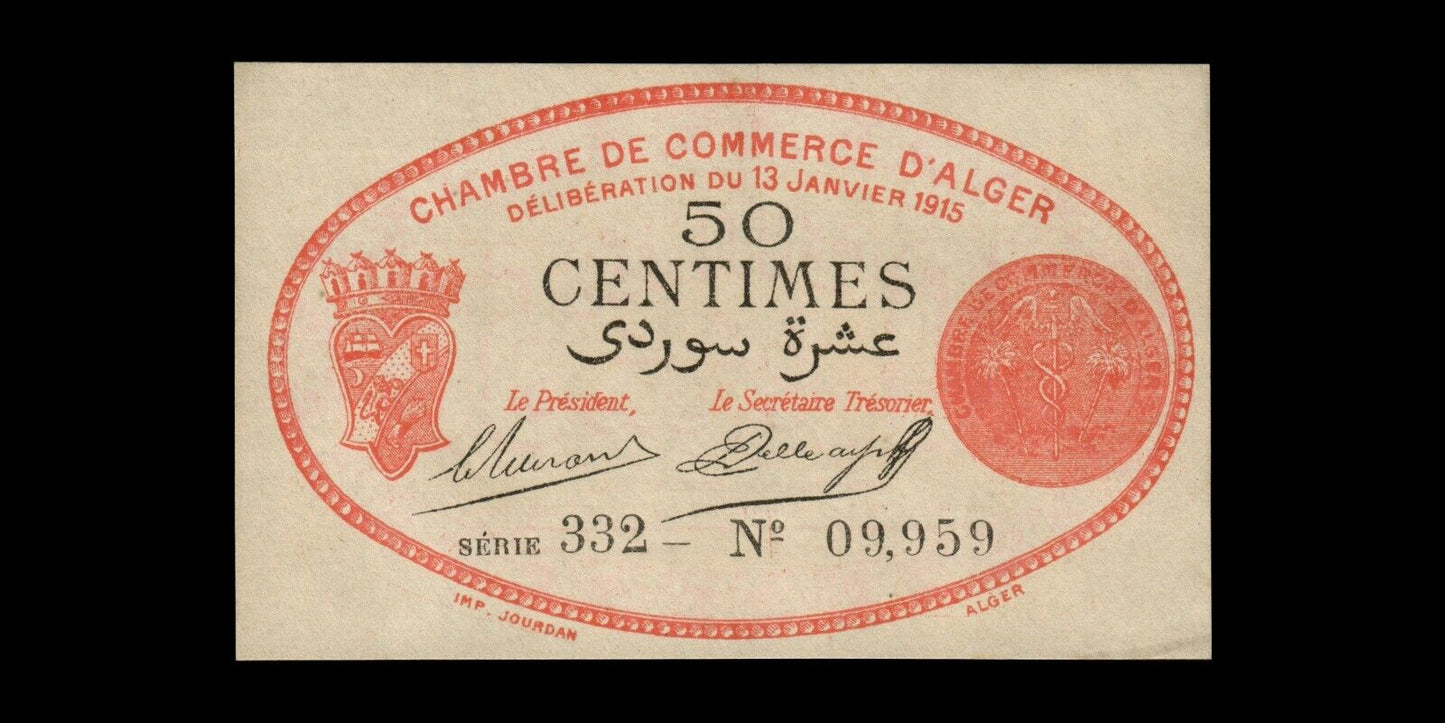 ALGÉRIE - ALGERIA - 50 Centimes Alger 1915 JP.137.05 pr.NEUF / UNC-