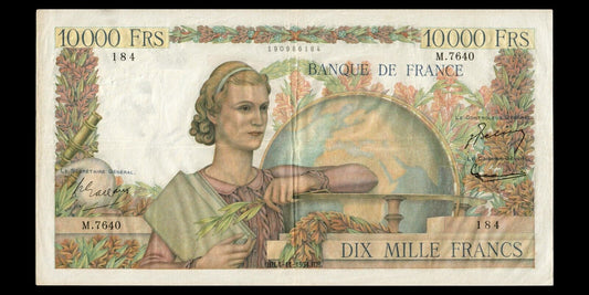 FRANCE - 10000 Francs Génie Français 1954 F.50.72, P.132d TTB / VF