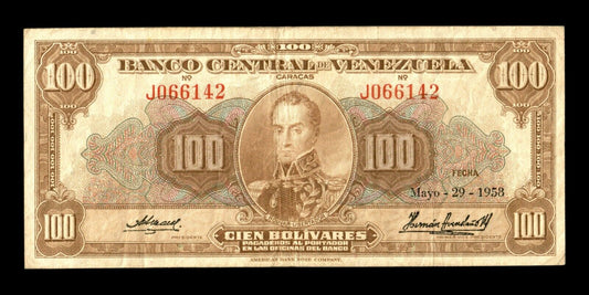 VENEZUELA - 100 Bolivares 1958 P.34c TB / Fine