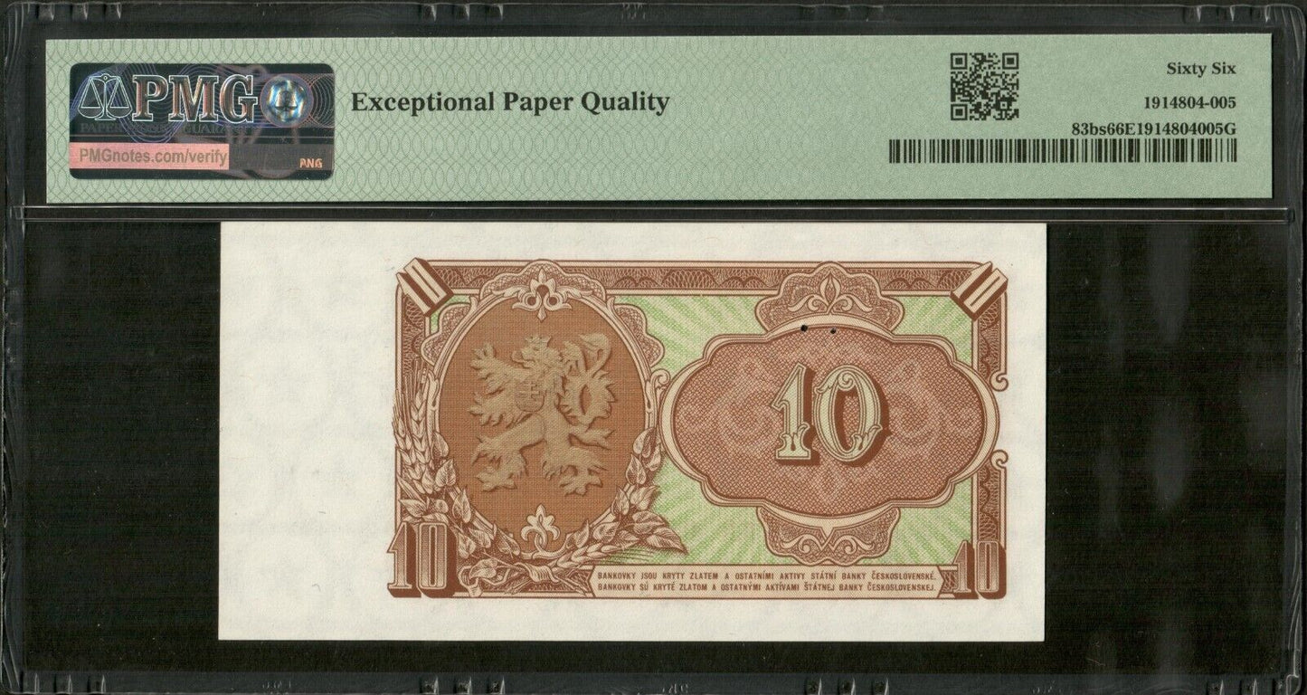 CZECHOSLOVAKIA - 10 Korun Specimen 1953 P.83bs NEUF / PMG Gem Unc 66 EPQ