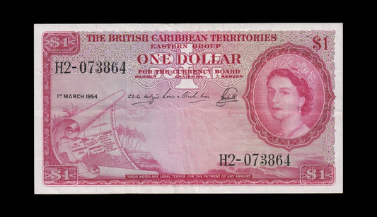 CARAÏBES - BRITISH CARIBBEAN TERRITORIES - 1 Dollar 1954 P.7b pr.SUP / XF-