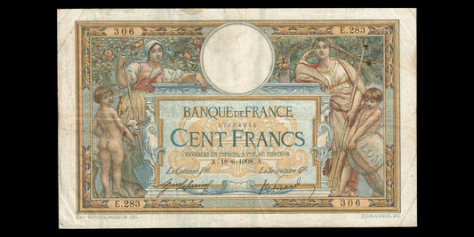 FRANCE - 100 Francs Merson avec LOM 1908 F.22.01, P.69 TB / Fine