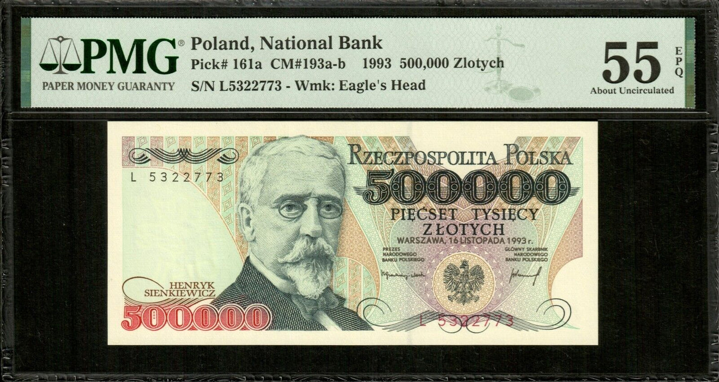 POLOGNE - POLAND -  500000 Zlotych 1993 P.161a pr.NEUF / PMG AU 55 EPQ