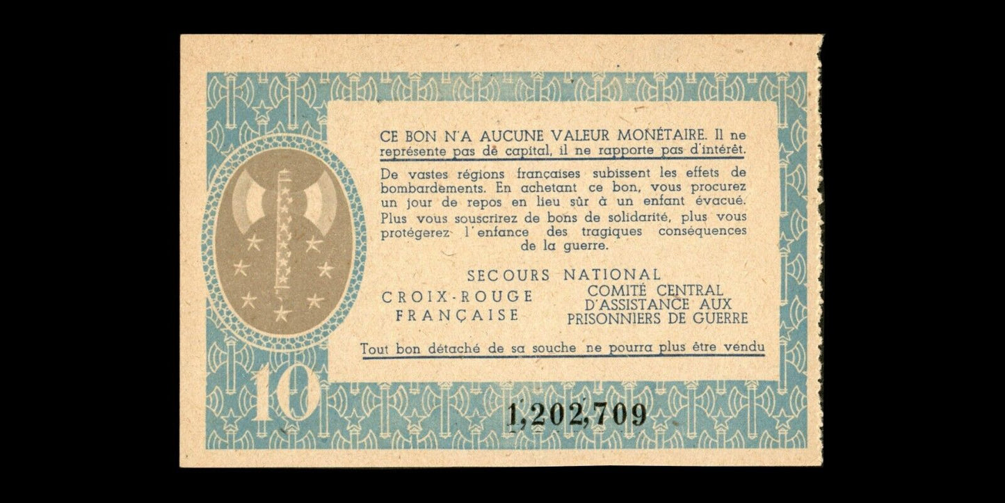 FRANCE - 10 Francs Bon de solidarité (1941) KL.07C pr.NEUF / UNC-