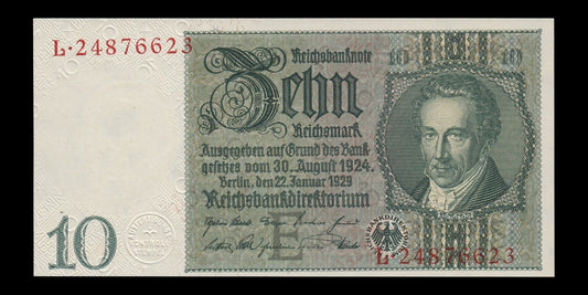 ALLEMAGNE - GERMANY - 10 Reichsmark 1929 P.180a pr.SPL / AU-