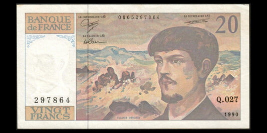 FRANCE - 20 Francs Debussy 1990 F.66bis.01, P.151d TTB+ / VF+