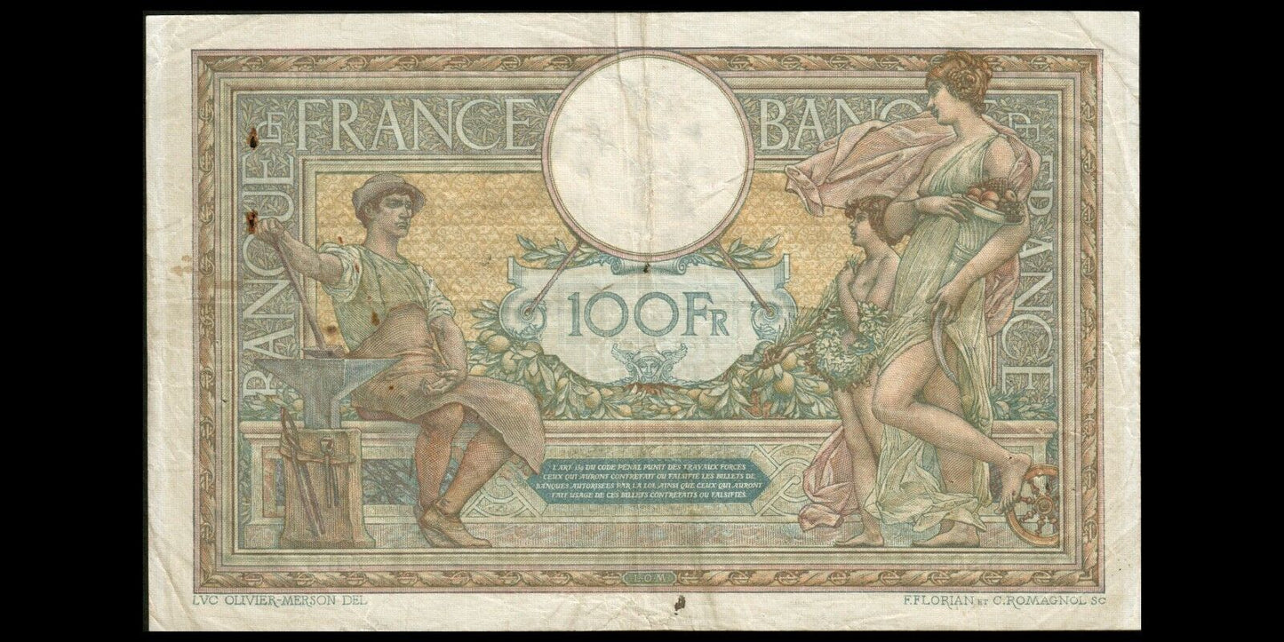 FRANCE - 100 Francs Merson 1918 F.23.10, P.71a TB / Fine