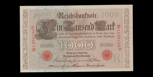 ALLEMAGNE - GERMANY - 1000 Mark 1910 P.44b pr.SPL / XF+