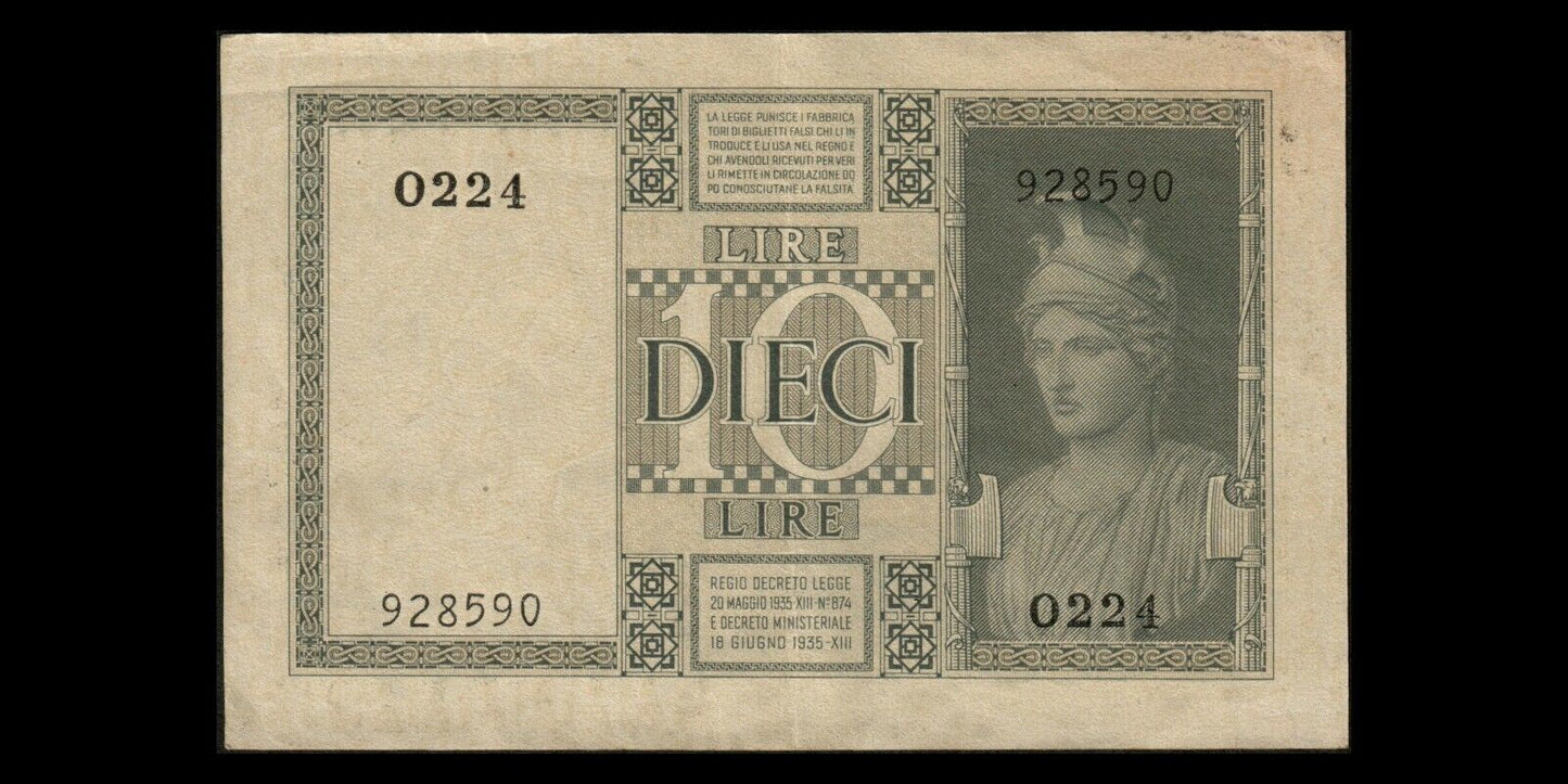 ITALIE - ITALY - 10 Lire 1935 P.25a TTB+ / VF+