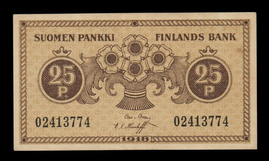 FINLANDE - FINLAND - 25 Pennia 1918 P.33 SUP+ / XF+