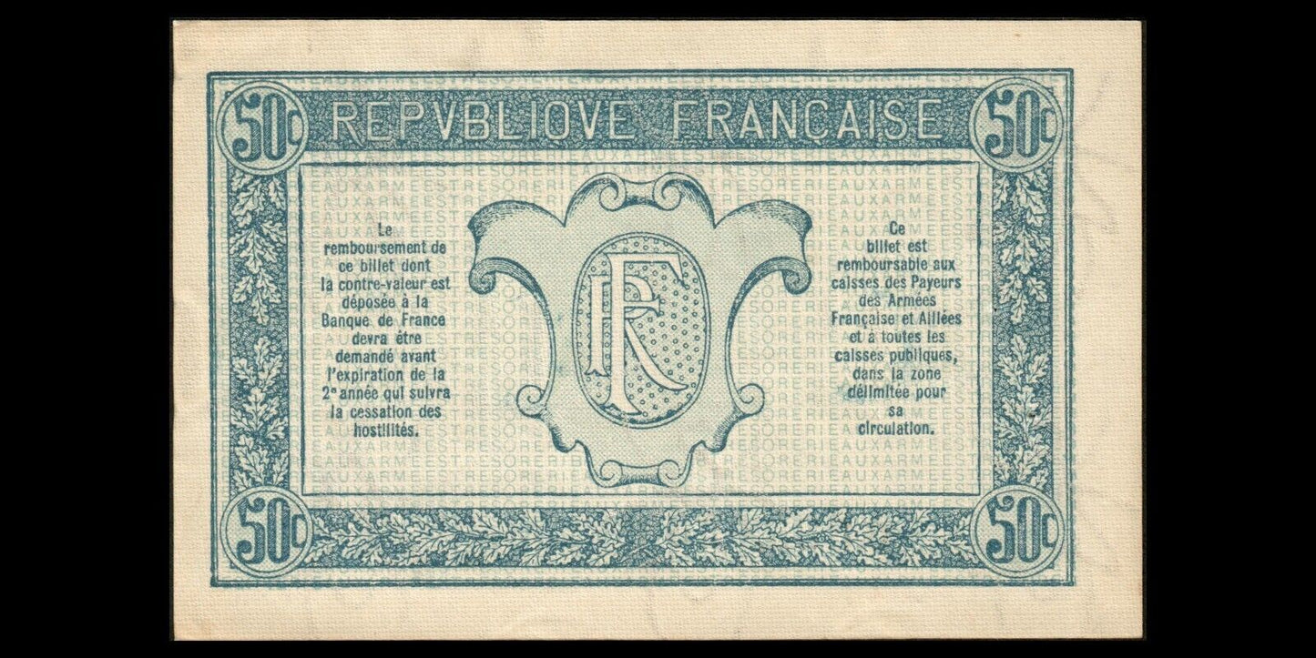 FRANCE - 50 Centimes Trésorerie aux armées 1917 VF.01.01, P.M1 SUP+ / XF+